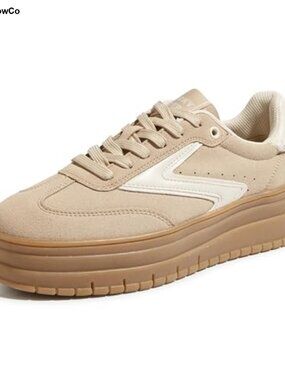 Platform Sneakers Gum Thick Sole Lace-Up Casual Retro Suede Athletic Shoes